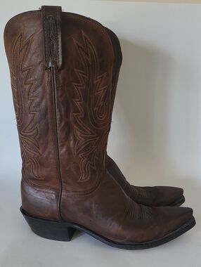 Lucchese Corbin Chocolate Mad Dog Goat Leather Cowboy Boots Size 11